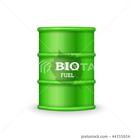 Green metal barrel with bio fuel on white Green metal barrel with bio fuel on white 44155024