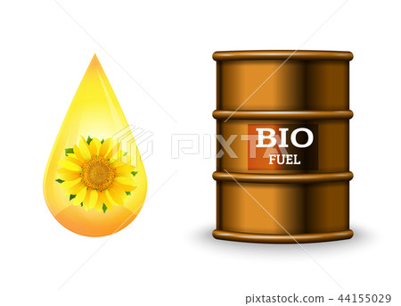 Metal barrel with bio fuel and drop oil on white Metal barrel with bio fuel and drop oil on white 44155029
