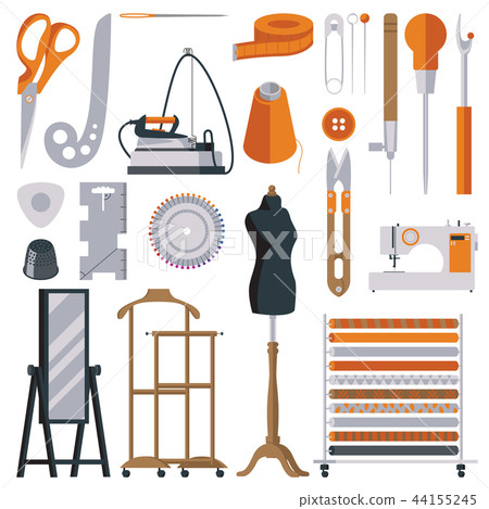 Flat tailor objects set. Collection for creating 44155245