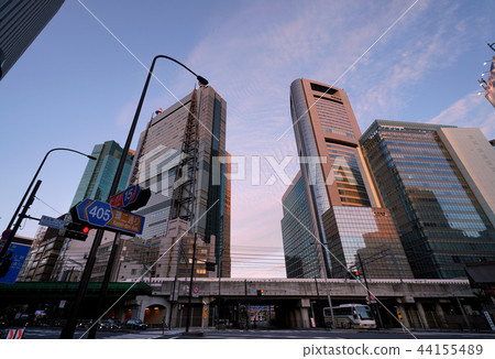 Tokyo cityscape in Japan I look at the intersection of "Higashi Shimbashi 1-chome" (Hibiya Shrine front), Shinkansen and skyscrapers of Shiodome Tokyo cityscape in Japan I look at the intersection of "Higashi Shimbashi 1-chome" (Hibiya Shrine front), Shinkansen and skyscrapers of Shiodome 44155489