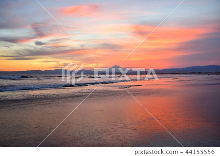 Mt. Fuji stained in the sunset at Kageuma Coast 44155556