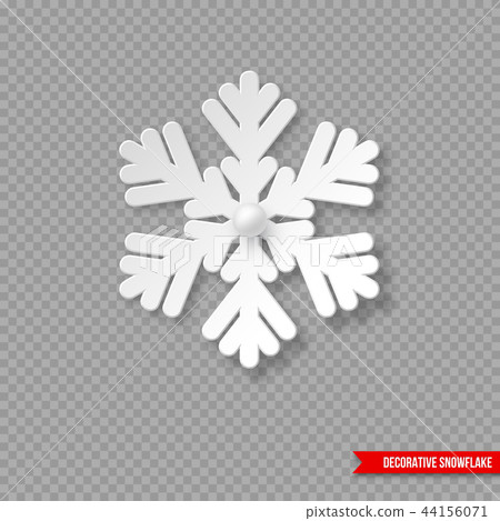 Christmas holiday snowflake with shadow and pearls. Decorative 3d element fow New Year design 44156071