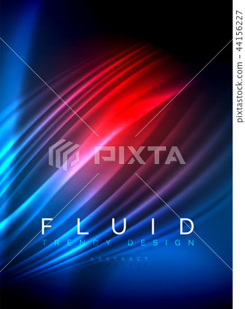 Neon glowing wave, magic energy and light motion background. Vector illustration 44156227