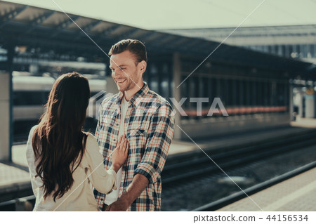 Cheerful male talking with the young woman Cheerful male talking with the young woman 44156534