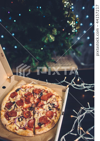 Pizza. Christmas or new year festive dinner. 44157217