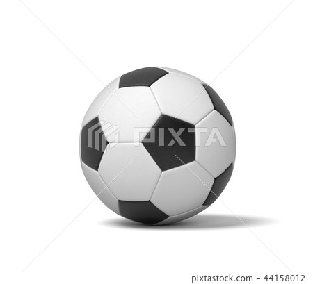 3d rendering of a single black and white leather ball for playing football or soccer. 3d rendering of a single black and white leather ball for playing football or soccer. 44158012