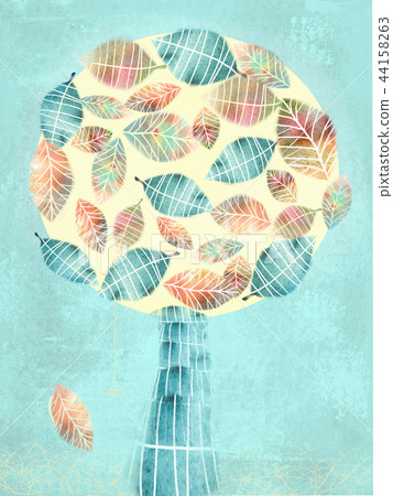 Autumn abstract tree with falling leaf 44158263