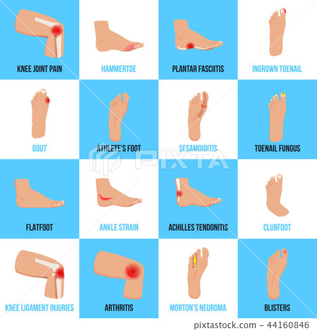 Foot Problems Flat Icons Set 44160846