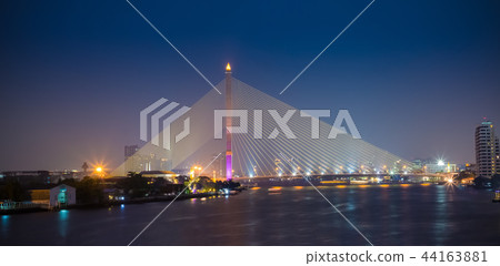 bangkok night cable bridge Rama VIII Bridge bangkok night cable bridge Rama VIII Bridge 44163881