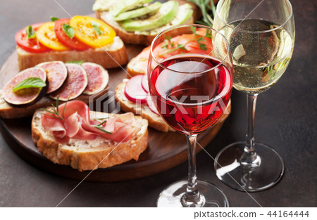 Brushetta or traditional spanish tapas 44164444