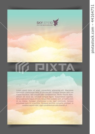 Two-sided horizontal flyer of a4 format with realistic turquoise-yellow sky 44164751