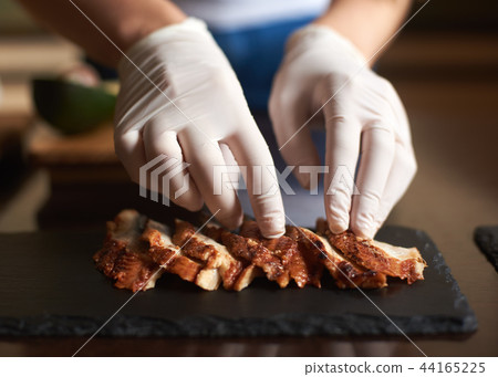 Process of preparing rolling sushi Process of preparing rolling sushi 44165225