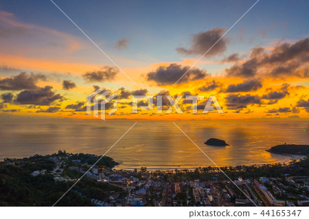 .panorama sunrise at Kata beach and Karon beach 44165347