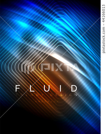 Neon glowing wave, magic energy and light motion background. Vector illustration 44166013