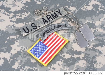 US ARMY special forces tab, flag patch, dog tag 44166177