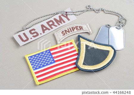 US ARMY Private First Class rank patch, sniper tab US ARMY Private First Class rank patch, sniper tab 44166248