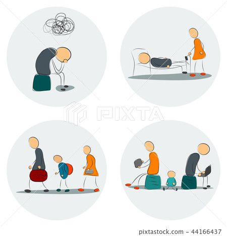 Icon set family in depression Icon set family in depression 44166437