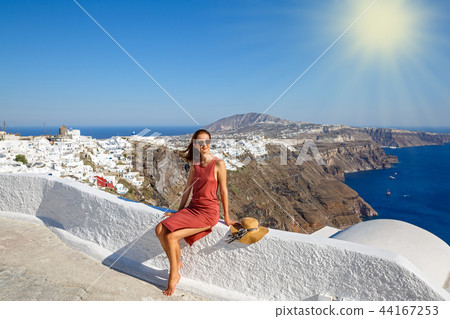 Young, beautiful woman in Greece 44167253