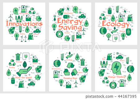 Six banners - innovations, energy saving, ecology 44167395