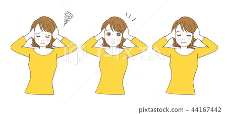 拿著頂頭表示集合的婦女 44167442