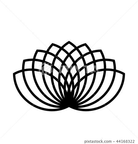 Lotus plant symbol. Spa and wellness theme design element. Flat black vector illustration 44168322