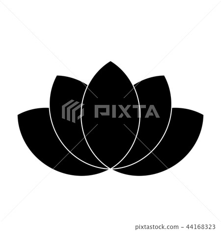 Lotus plant symbol. Spa and wellness theme design element. Flat black vector illustration 44168323
