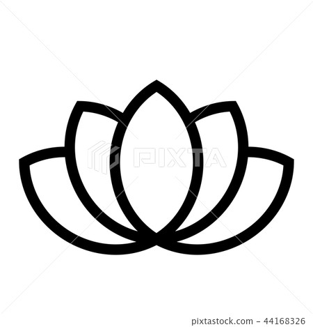 Lotus plant symbol. Spa and wellness theme design element. Flat black vector illustration 44168326
