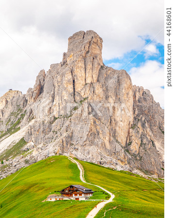 Passo Giau with Mount Gusela on the background, Dolomites, or Dolomiti Mountains, Italy Passo Giau with Mount Gusela on the background, Dolomites, or Dolomiti Mountains, Italy 44168601
