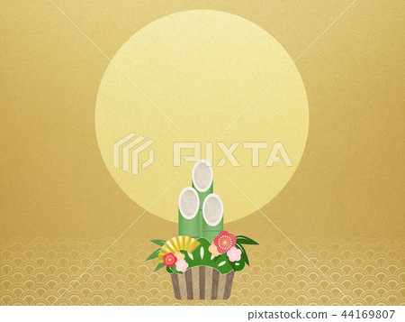 Japanese-Japanese style-Japanese pattern-Japanese paper-background-Kadomatsu-gold leaf-sunrise-New Year Japanese-Japanese style-Japanese pattern-Japanese paper-background-Kadomatsu-gold leaf-sunrise-New Year 44169807