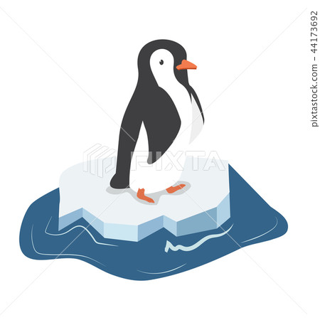 Cute penguin on a piece of iceberg - Stock Illustration [44173692] - PIXTA