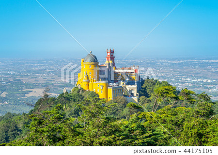 pena palace on the top of hill in sintra, portugal 44175105