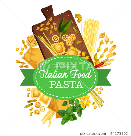 Italian pasta food linguini and homemade ravioli Italian pasta food linguini and homemade ravioli 44175502
