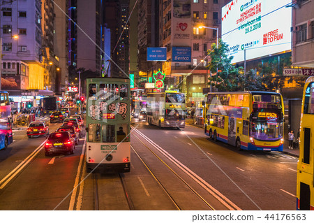 <Hong Kong> Night view of Hong Kong Island-Car shot from Hong Kong tram <Hong Kong> Night view of Hong Kong Island-Car shot from Hong Kong tram 44176563