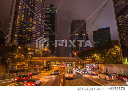 <Hong Kong> Night view of Hong Kong Island-Car shot from Hong Kong tram <Hong Kong> Night view of Hong Kong Island-Car shot from Hong Kong tram 44176570