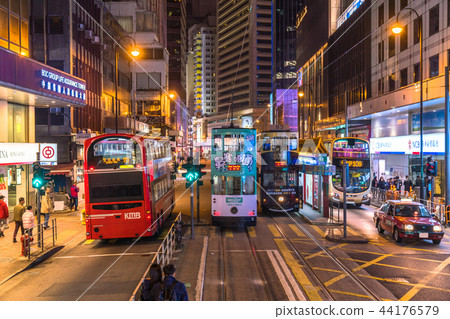 <Hong Kong> Night view of Hong Kong Island-Car shot from Hong Kong tram <Hong Kong> Night view of Hong Kong Island-Car shot from Hong Kong tram 44176579