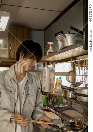 Living alone Poor Poor apartment Dark negative image 44178170