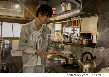 Living alone Poor Poor apartment Dark negative image 44179182