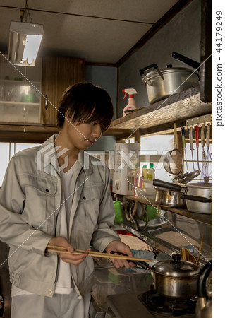 Living alone Poor Poor apartment Dark negative image 44179249