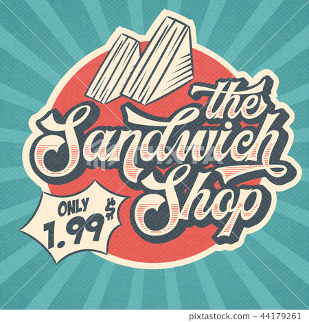 Retro advertising restaurant sign  sandwich shop 44179261