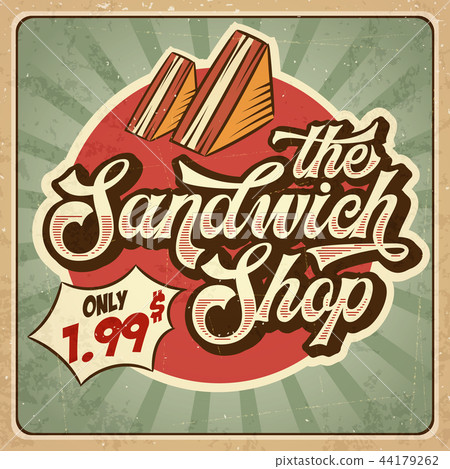 Retro advertising restaurant sign sandwich shop 44179262