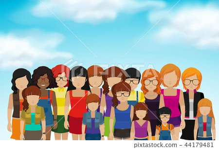 Set of female icons in flat style Set of female icons in flat style 44179481