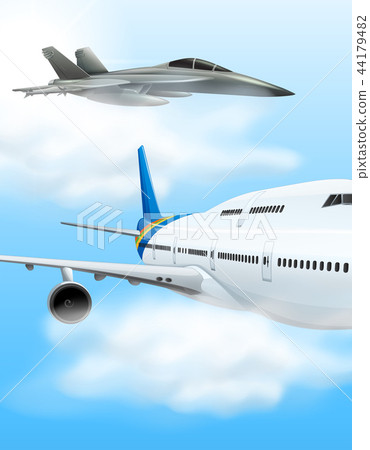 Commerical aircraft and fighter jet Commerical aircraft and fighter jet 44179482