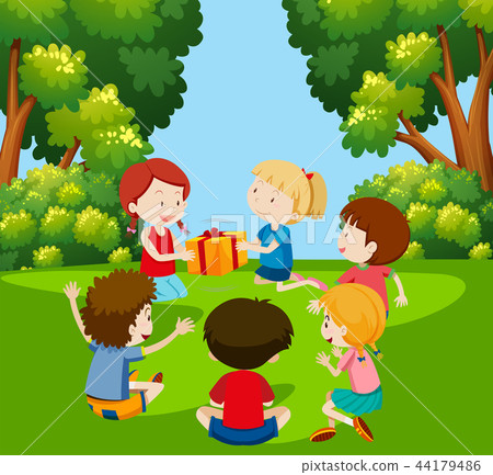 Children play pass the parcel Children play pass the parcel 44179486