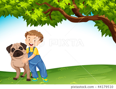A boy and dog in nature A boy and dog in nature 44179510