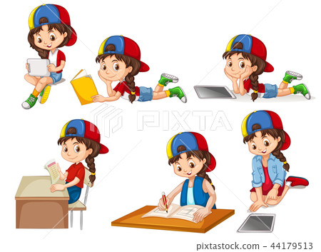 A set of girl and activity A set of girl and activity 44179513