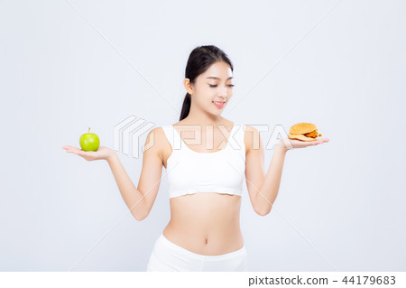 Beautiful asian woman slim shape with diet 44179683