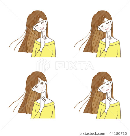 指向指點姿勢脖子姿勢表示集合的婦女 44180710