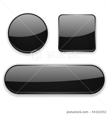 Black glass buttons. 3d icons Black glass buttons. 3d icons 44181932