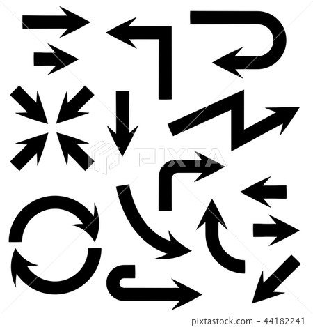 Black flat arrows. Set of icons Black flat arrows. Set of icons 44182241