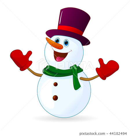 Cute joyful snowman 44182494